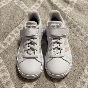 Adidas Kids White and Cream Sneakers